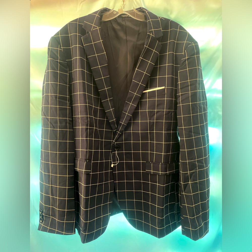 Coofandy Navy & White Blazer New